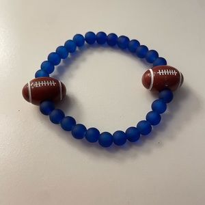 Handmade Blue Elastic Football Bracelet